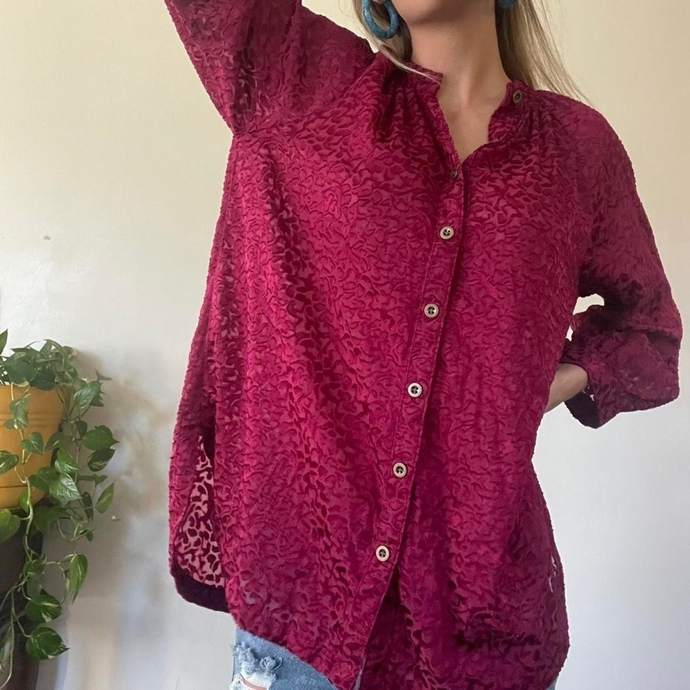 Maroon long sleeve button down - image 4